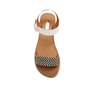 Qupid. One band ankle strap flat sandal.